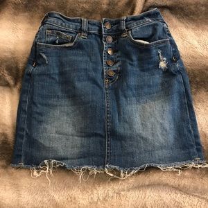 Button up dark wash jean skirt